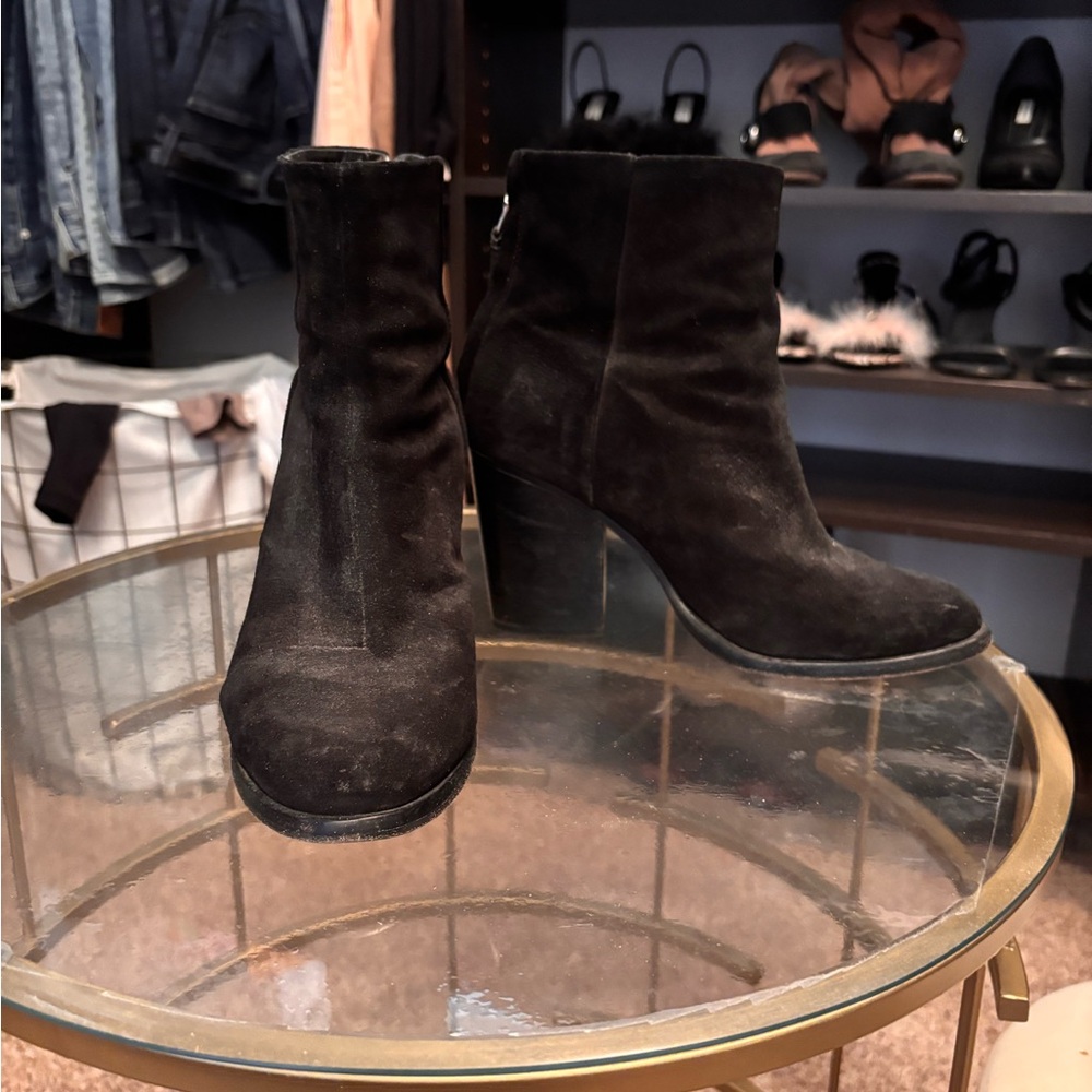 Rag & Bone Black Suede Ankle Boots with Lace-Up Detail